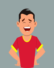 Teenager joy facial expression vector illustration. Young businessman character expression for design, motion or animation.