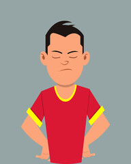 Teenager upset facial expression vector design illustration. Young businessman character expression for design, motion or animation.