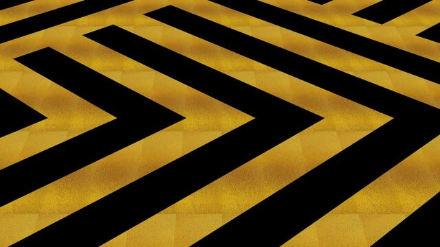 Art Deco gold pattern on a black background, which tilts up and moves down, composed of geometric shapes typical of the style, in 4K and 16:9 video format.