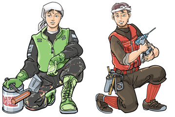 おしゃれな塗装工ととび職