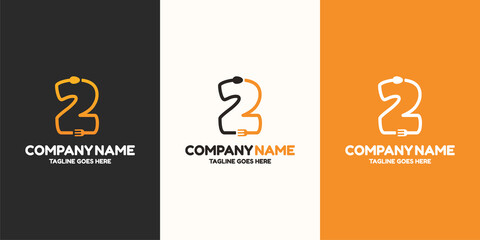 Initial Number 2 food Logo Design Template. Illustration vector graphic. Design concept fork and spoon With letter symbol. Perfect for  cafe, restaurant, cooking business