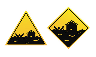 Flood area warning sign. Illustration vector