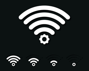 Set of gear wifi sign. Internet signal with a wheel or gear symbol. Illustration vctor