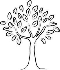 Tree clipart black line drawing