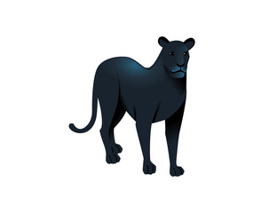 Black panther wild big cat african jungle hunter cartoon animal design vector illustration on white background