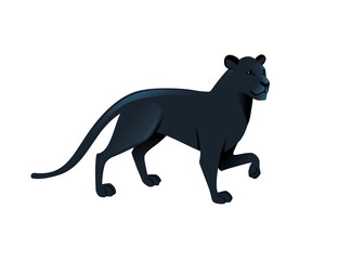 Black panther wild big cat african jungle hunter cartoon animal design vector illustration on white background