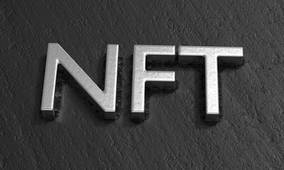 Non fungible token. NFT concept text. 3d render