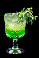 Bright green lemonade with tarragon