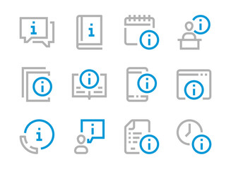 Info center and Customer service vector line icons. Guide information and User assistance outline icon set.