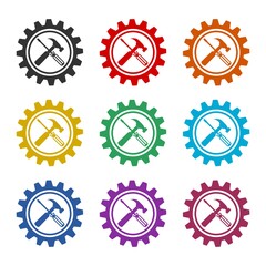 Technical Support icon isolated on white background color set