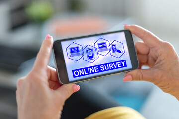 Fototapeta na wymiar Online survey concept on a smartphone