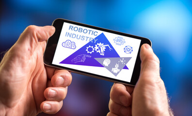 Robotic industry concept on a smartphone