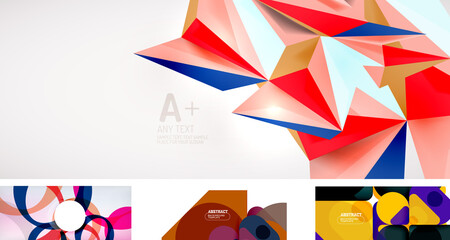 Set of trendy futuristic geometric abstract backgrounds