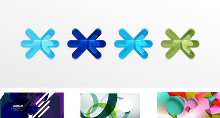 Set of trendy futuristic geometric abstract backgrounds