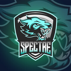 Blue Ice Tiger Head Logo Mascot Vector Illustration