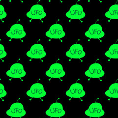 Seamless pattern with Flying Saucers, UFO. Vector background and texture for fabric, wrapping, wallpaper, textile, apparel, cover