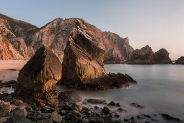 A view on Praia da Ursa during sunset