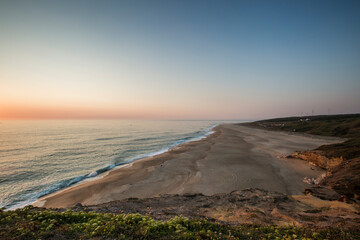 View of the Nazaré beach during sunset