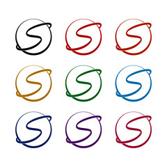 Letter S Logo Design isolated on white background color set