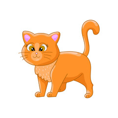 red cute kitten with beautiful eyes on a white background. vector image of pets