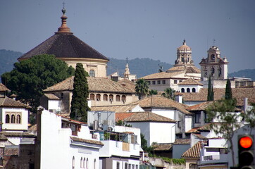 Fototapeta na wymiar A view of Cordoba, as seen from Plaza Cruz del Rastro. Located at the foot of the Morena Mountains, about 80 miles northeast of Seville