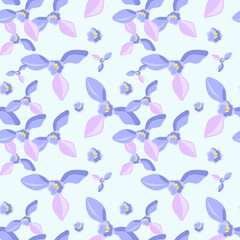 Crocus Seamless pattern. Cute Isolated Spring flowers on background for your design. Floral nature. Perfect for fabrics print, background, wallpaper, Greeting card. Vector element. EPS 8.