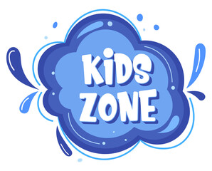 Kids club zone logo, education game area, recreation label, kid leisure, playground, design, cartoon style vector illustration.