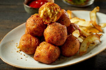 Delicious spicy fried fish balls