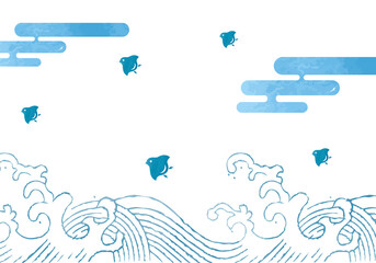 和柄 雲柄 雲模様 背景素材 シームレス伝統文様 季節のイメージカラー 冬 ピンク Wall Mural Globeds