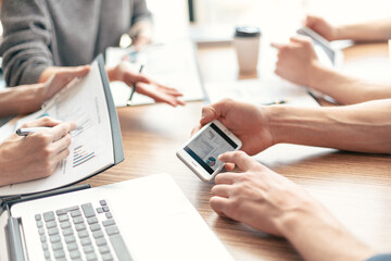 close up. working group analyzing financial data.