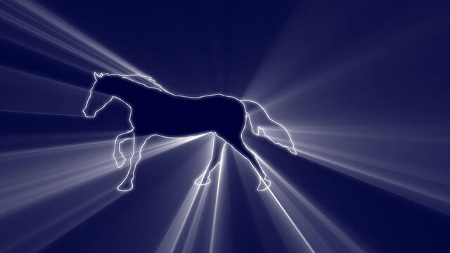 galloping horse with volumetric light effect.
Animated galloping horse with volumetric lights.HD 1080.Hand drawn animation.