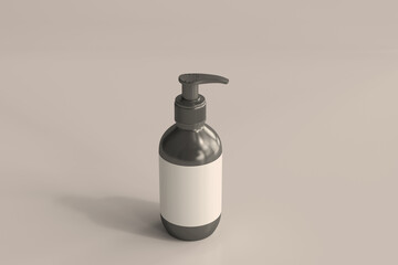 Pump Bottles with Blank Label 3D Rendering
