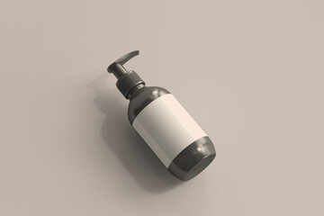 Pump Bottles with Blank Label 3D Rendering
