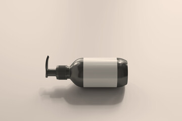 Pump Bottles with Blank Label 3D Rendering