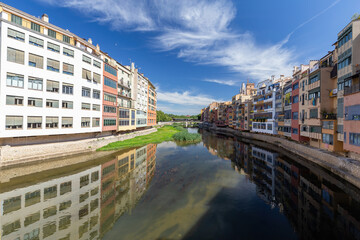 Fototapeta premium View of the embankment in Girona - Catalonia, Spain