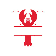 Red shrimp leave a blank space for text. Isolated on white background