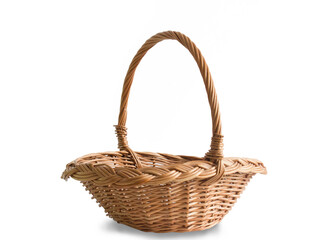 Fototapeta na wymiar Empty wicker basket isolated on white background.