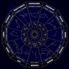 vector image set with zodiac signs and constellations for your project