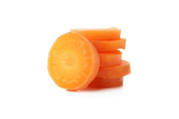 Naklejka na ściany i meble Slices of ripe carrot isolated on white background