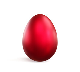 Red easter egg isolated on white background. 3d illustration.