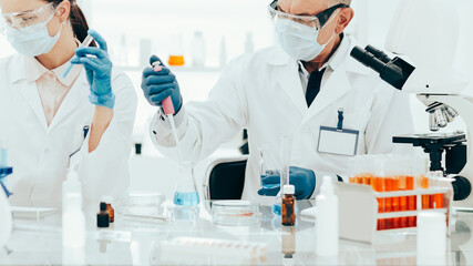 Fototapeta premium scientists are testing in a medical laboratory. science