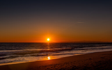 Sunset on the tropical sea. Summer evening.