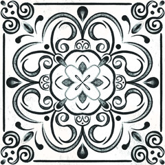 black and white floral ornament