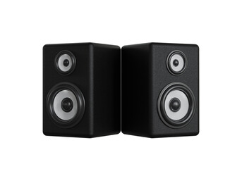 Obraz premium Two black speakers isolated on white background. 3d illustration.