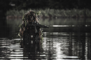 Soldier on the lake