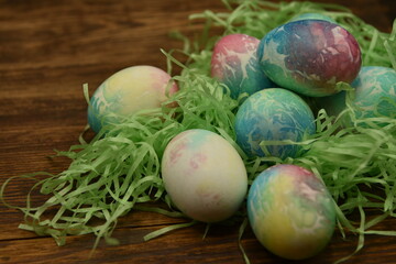easter eggs in a basket
