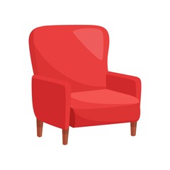 Red armchair on white background, vector illustration