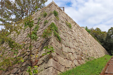 Fototapeta na wymiar 明石城に残る大きな石垣