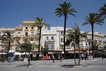 Fototapeta na wymiar the Plaza de San Juan de Dios in Cadiz on a sunny day