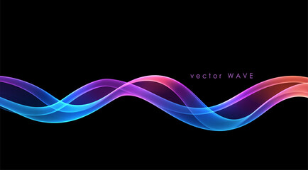 Vector abstract colorful flowing wave lines isolated on black background. Design element for technology, science, music or modern concept.